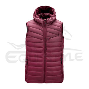 Gilet bouffant sans manches pour hommes femmes manteau à capuche de couleur unie conception personnalisée trois poches veste rembourrée zippée - Product Image 3