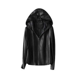 Sudadera con capucha de cuero para hombre, Jersey personalizado con hombros caídos, Sudadera con capucha de cuero de grano completo de gran tamaño para hombre - Product Image 1