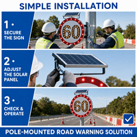 Panneau de signalisation piétonne LED solaire personnalisé OEM, panneau d'avertissement routier réfléchissant avec panneau solaire