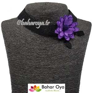 Lila İğne Oyası Tasma Çiçek Kolye Mor Collar de moda con diseño único - Product Image 1