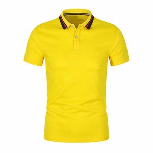 Piqué de algodón 100% para hombre, polos con logotipo personalizado, uniforme de trabajo de manga corta transpirable, patrón sólido, cuello a rayas, teñido liso - Product Image 3