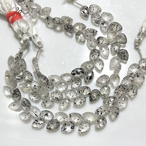 Dot Quartz Faceted Pear & Leaf Shape Briolette Beads Cuentas de piedras preciosas naturales para la fabricación de joyas - Product Image 5