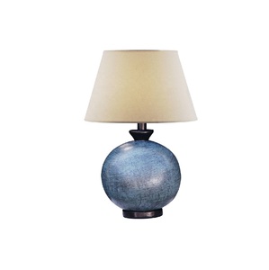 Antique Brass Metal Base and Ceramic Body Printing Flower With Fabric Lampshade Vintage Style Bedside Table <b>Lamp</b> - Product Image 3