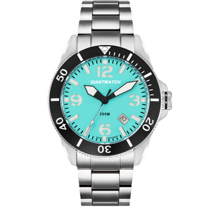 2024 Popular azul claro de acero inoxidable de silicona impermeable para hombres y mujeres relojes mecánicos automáticos Luminous <span class=keywords><strong>Diver</strong></span> 20mm - Product Image 2