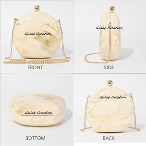 Bolso de mano de resina para mujer, bolsos de diseñador, bolso de invitados de boda, bolso de noche de forma redonda, monedero de concha - Product Image 3