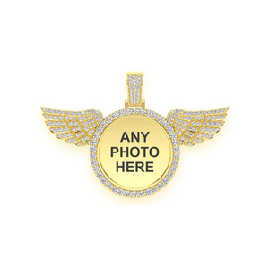 จี้รูปปีกนางฟ้าสไตล์ฮิปฮอป สร้อยคอพร้อมรูปภาพประดับเพชรโมอิสซาไนต์ ของที่ระลึกสุดหรู ของขวัญสุดพิเศษ - Product Image 1