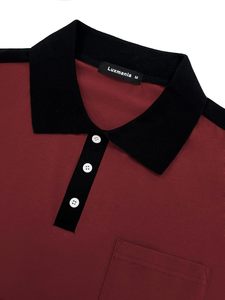 Polos décontractés pour hommes Chemise à boutons classique à manches courtes Tops de golf en coton à la mode avec poche - Product Image 2