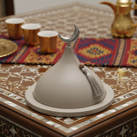 Table de service élégante, petite, ronde/dôme, en métal, faite à la main, durable, légère, pour Ramadan, Aïd, portable, utilisation intérieure, style antique