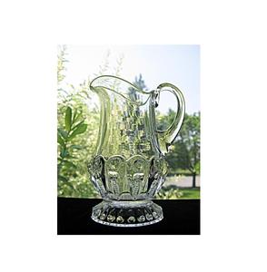 Hand etched glass <b>jug</b> <b>with</b> intricate design for Indian home decor temple offerings or festive household celebrations - Product Image 1