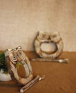 ผ้าม่านไม้ Tieback ชุด 2 นกฮูกรูป Vintage ผ้าม่านชนบท Holdback แบบดั้งเดิมหน้าต่างตกแต่งผู้ถือ - Product Image 3