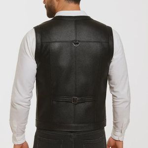 Chaleco de cuero de invierno duradero personalizado para hombre, diseño superventas de alta calidad, los mejores chalecos de cuero genuino para hombre - Product Image 3