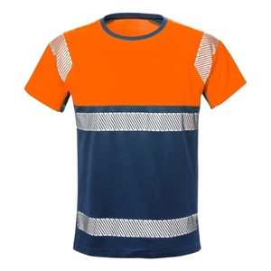 100% alta visibilidad naranja azul marino ropa de trabajo seguridad camisetas de manga corta para hombres logotipo personalizable impermeable algodón poliéster - Product Image 1