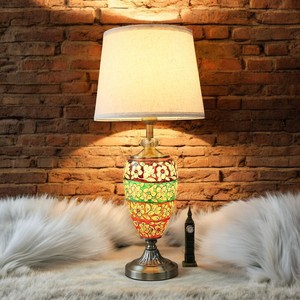 Lạc Đà Da Bảng Đèn Đôi Nhiều Màu Vải Màu Vẽ Tay E27 Đèn Ngủ Thiết Kế Đơn Giản Trống Cho Phòng Khách Xách Tay - Product Image 2