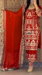 Lancement du nouveau Top de vêtements de soirée design Dhoti Salwar et Dupatta avec broderie et séquence - Product Image 3