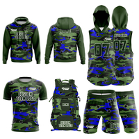 Ensemble uniforme de football américain camouflage vert personnalisé SINEWY SPORTS : sweat à capuche, t-shirt, short, maillot sans manches, sac à dos imprimé pour adultes