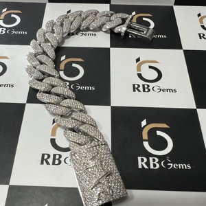 High Quality Customized 250Gram 24K Yellow Gold IGI Certified Cvd HPHT Lab Grown Asscher Cut Cuban Link Diamond <b>Bracelets</b> Unisex - Product Image 4
