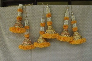 Guirnalda de jazmín colgantes yute arte de pared con pompón Patio al aire libre Diwali Acción de Gracias Hanukkah manto escaleras Pooja India W - Product Image 2