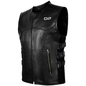 Gilet en cuir véritable personnalisé pour hommes Veste sans manches style motard pour motards Gilet occidental Fournisseur de gros - Product Image 2