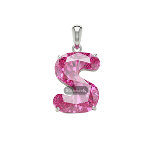 Idées cadeaux de Noël en argent sterling 925 pour mari, pendentifs et breloques fantaisie uniques en diamant rose, bijoux fins personnalisés, alphabet - Product Image 1