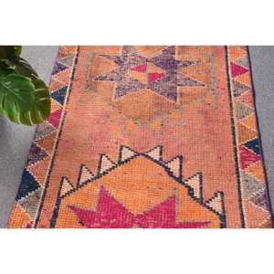 Vintage 3.1 X 11.5ft turc Kilim laine tapis audacieux Orange violet Patchwork Design Latex support Rectangle couloir pour la décoration de la chambre - Product Image 5