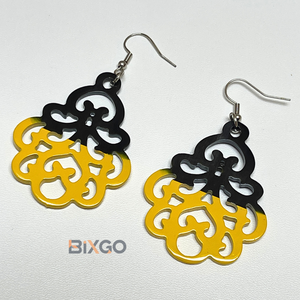 Vietnam Handcrafted Bottle-Shaped <b>Earrings</b> with <b>Black</b> and <b>Gold</b> Lacquer, Custom Wholesale Fashion Accessory Gift - Product Image 3