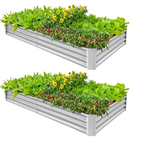 Lit de jardin surélevé en acier durable 8x4x1FT jardinières ondulées modulaires boîtes de jardin pour légumes, fruits et décoration