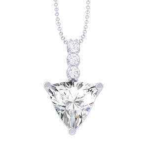 Collar con Colgante Solitario Trillón de Plata de Ley 925 Clara con Cadena para Compromiso - Product Image 1