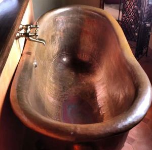 Nouvelle arrivée Pantoufle simple et double au design moderne Baignoire en cuivre sur pied Baignoire en cuivre en laiton antique bon marché pour salle de bain - Product Image 3