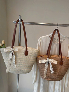 Sofisticado bolso de mano de jacinto de agua de algas marinas de inspiración Vintage de gran capacidad hecho a mano moda para damas elegantes mujeres elegantes - Product Image 3