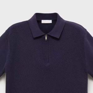 Polo d'été à demi-fermeture à glissière en coton grande taille pour hommes T-shirt en jersey respirant à manches courtes de couleur unie - Product Image 2