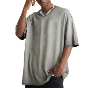 T-shirt à col rond pour hommes de haute qualité 100% coton lourd de luxe Logo personnalisé motif solide écologique respirant 240g - Product Image 2