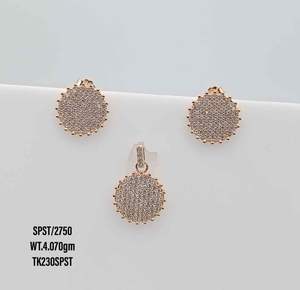 Conjunto de pendientes de plata de ley 925 y Circonia cúbica, juego de colgante y pendientes de tuerca chapados en oro de 18k, para boda - Product Image 1