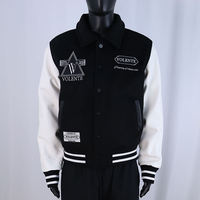 Produsen OEM Jaket Varsity Baseball Pria Berkualitas Tinggi Bordir Kustom Lengan Kulit Jaket Windbreaker