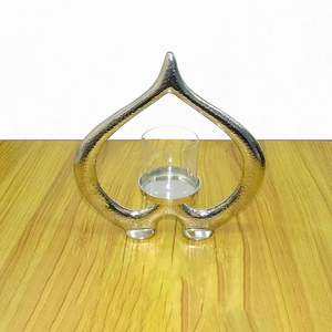 Bougie unique Photophore moderne en argent en forme de coeur Bougie photophore élégante avec argent - Product Image 5