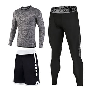 Leggings longs 2 pièces, chemise à manches courtes et longues Combinaison de cyclisme et de course à pied pour hommes 2 pièces - Product Image 2