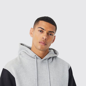 High Quality Oversized Color Block Men's Hoodies Front Custom Logo Puff <b>Printing</b> <b>Service</b> Plus Size Color Block OEM Available - Product Image 3