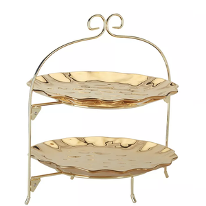 Custom Printed Shiny Golden Metal Round Cake Stand Home <b>Party</b> Decorative Server for <b>Sweets</b> & Desserts A.H. Decorative - Product Image 1