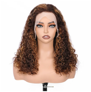 Kbeth วิกผมแท้สไตล์บราซิลสำหรับลูกไม้ด้านหน้าสีน้ำตาลอ่อนลอนเจอร์รี่ลอนผมลอนลึก18นิ้ว - Product Image 1