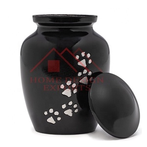 Handmade Fancy Pet Urn With Pet Foot Print <b>for</b> Pet <b>Ashes</b> Metal White Animal <b>Ashes</b> Urns Traditional Design - Product Image 2