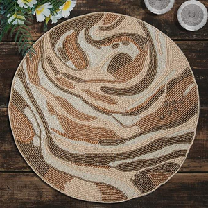 Napperons perlés durables Napperons perlés de style indien Tapis rond fait à la main pour table à manger Napperons brodés de fête de mariage - Product Image 1