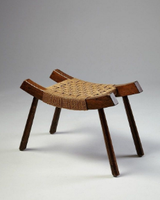 Pouf en bois éco-responsable fait main, repose-pieds tressé, console avec incrustations en os, multifonctionnel, empilable et portable pour salon