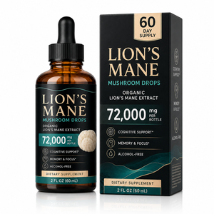 Gotas Orgánicas de Melena de León al por Mayor 1500mg con Bacopa, <span class=keywords><strong>Ginkgo</strong></span> <span class=keywords><strong>Biloba</strong></span> y Fosfatidilserina, Suplemento para el Apoyo Cognitivo, OEM - Product Image 1