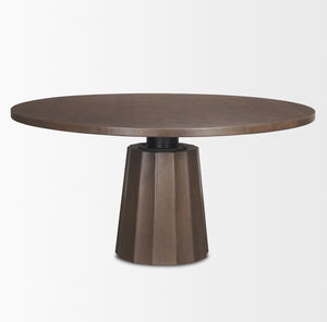 Hot Tapered Solid <b>Wood</b> Pedestal <b>Wood</b> Base Round Shape Curve Edges <b>Top</b> With Natural Grains Dark Brown Finish Kitchen Dining <b>Table</b> - Product Image 2