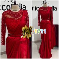 Saree Sari NOUVELLE TENDANCE CORDING SÉQUENCE SAREE TENUE UNIQUE MODE BRODÉ TRAVAIL SAREES sur ORGANZA AVEC CHEMISIER LOURD