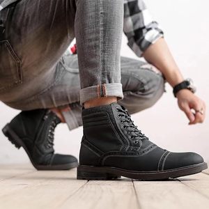 Botas de vestir de negocios informales con estilo para hombres Cómodo cuero genuino con cremallera de diseño redondo Alta calidad a precios al por mayor - Product Image 6
