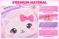 Ensemble de sacs à dos scolaires personnalisés pour filles, motif chat mignon, 3 pièces, avec sac à déjeuner assorti et trousse à crayons, OEM ODM