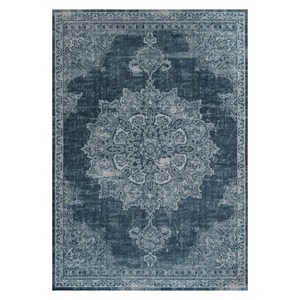 RUGS DEPOT LXDP-0188 Wholesale Blue Navy Modern Vintage Digital Printed Machine Washable Chenille Area Rug Non <b>Slip</b> - Product Image 1