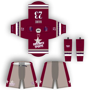 Ensemble maillot et short d'uniforme de hockey sur glace d'équipe personnalisé de qualité supérieure avec coquilles et chaussettes de pantalon brodées - Product Image 1