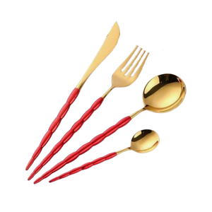 Juego de cubiertos de acero inoxidable para la cocina casera con mango de metal ampliado, cubiertos decorativos hechos a mano para mesa - Product Image 6