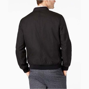 Blouson Bomber Décontracté Noir pour Homme, Service OEM, Fermeture Éclair de Haute Qualité, 100% Polyester Imperméable, Confection Personnalisée sur le Devant - Product Image 3